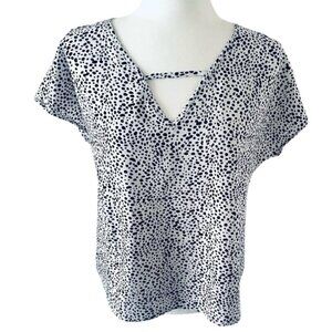 Boho Breezy Short Sleeve Dalmatian Blouse Women Size M Excellent Condition